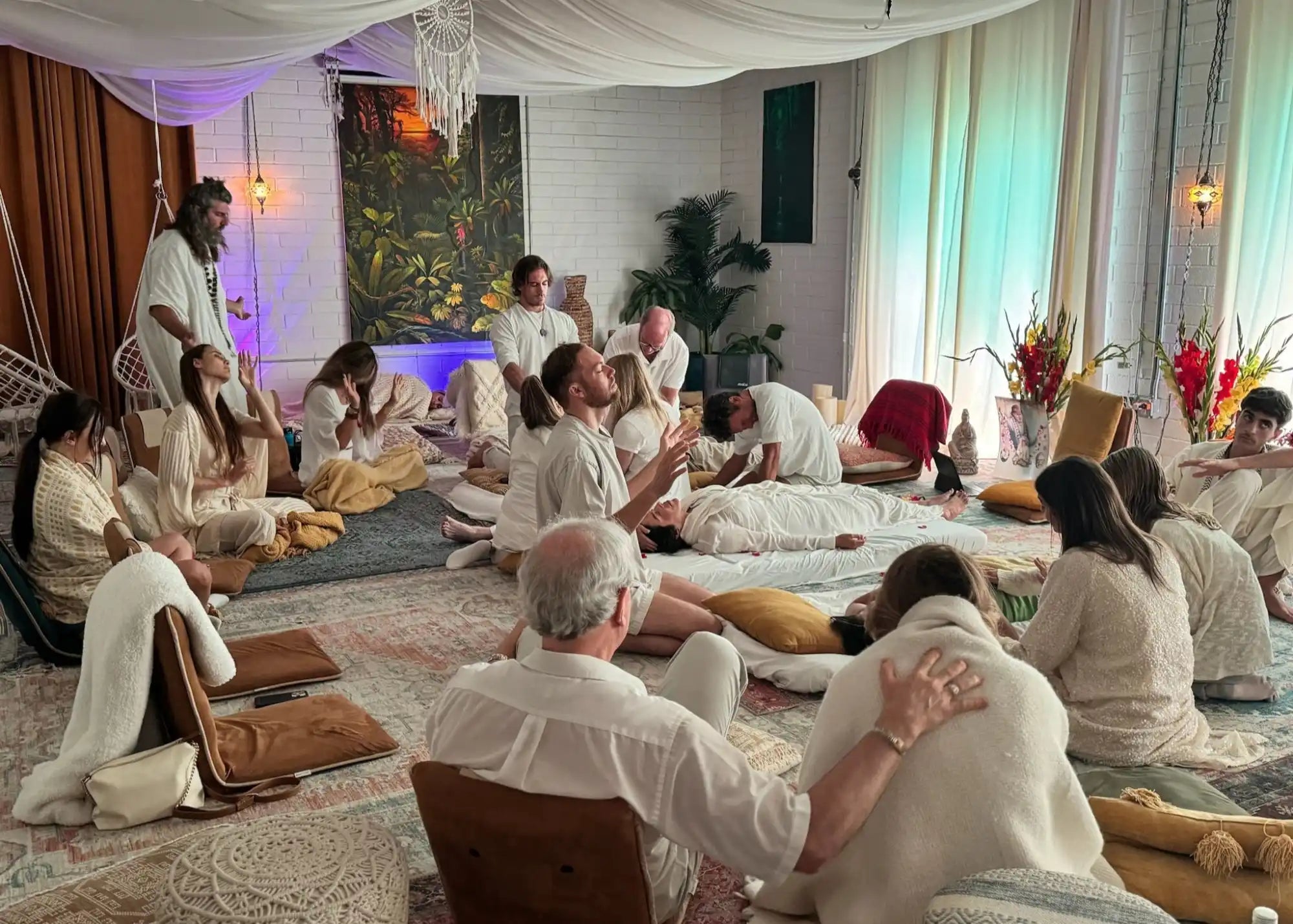 Group meditation session.